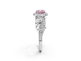 White gold Fancy Pink Cushion Cut Diamond Halo Ring with Milgrain Pavé Band and Four-Prong Setting_68