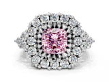 White gold Fancy Pink Cushion Cut Diamond Halo Ring with Pavé Band and Four-Prong Setting_53
