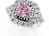 White gold Fancy Pink Cushion Cut Diamond Halo Ring with Pavé Band and Four-Prong Setting_54