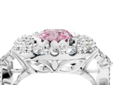 White gold Fancy Pink Cushion Cut Diamond Halo Ring with Pavé Band and Four-Prong Setting_57