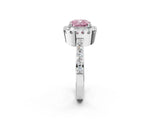 White gold Fancy Pink Cushion Cut Diamond Halo Ring with Pavé Band and Prong Setting_14