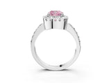 White gold Fancy Pink Cushion Cut Diamond Halo Ring with Pavé Band and Prong Setting_3
