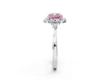 White gold Fancy Pink Cushion Cut Diamond Halo Ring with Pear Side Stones and Prong Setting_77