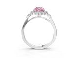 White gold Fancy Pink Cushion Cut Diamond Halo Ring with Pear Side Stones and Prong Setting_78
