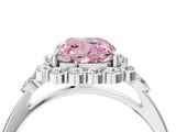 White gold Fancy Pink Cushion Cut Diamond Halo Ring with Pear Side Stones and Prong Setting_79