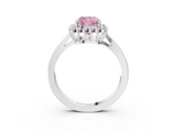White gold Fancy Pink Cushion  Cut Diamond Halo Ring with Round Brilliant Halo and Solitaire Band_79