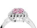 White gold Fancy Pink Cushion  Cut Diamond Halo Ring with Round Brilliant Halo and Solitaire Band_81