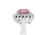 White gold Fancy Pink Cushion  Cut Diamond Halo Ring with Round Brilliant Halo and Solitaire Band_81