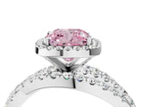 White gold Fancy Pink Cushion Cut Diamond Halo Ring with Round Split Shank and Prong Setting_28
