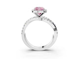 White gold Fancy Pink Cushion Cut Diamond Halo Ring with Round Split Shank and Prong Setting_87