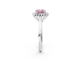 White gold Fancy Pink Cushion  Cut Diamond Halo Ring with Solitaire Band and Prong Setting_55
