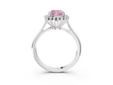 White gold Fancy Pink Cushion  Cut Diamond Halo Ring with Solitaire Band and Prong Setting_56
