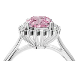 White gold Fancy Pink Cushion  Cut Diamond Halo Ring with Solitaire Band and Prong Setting_57