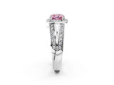 White gold Fancy Pink Cushion Cut Diamond Halo Ring with Split Shank Pavé Band and Four-Prong Setting_14