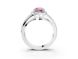 White gold Fancy Pink Cushion Cut Diamond Halo Ring with Split Shank Pavé Band and Four-Prong Setting_15