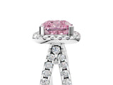 White gold Fancy Pink Cushion Cut Diamond Halo Ring with Split Shank Pavé Band and Prong Setting_84