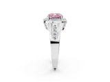 White gold Fancy Pink Cushion Cut Diamond Halo Ring with Split Shank and Bezel Accents and Prong Setting_2
