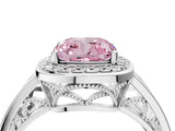 White gold Fancy Pink Cushion Cut Diamond Halo Ring with Split Shank and Bezel Accents and Prong Setting_4