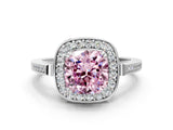 White gold Fancy Pink Cushion Cut Diamond Halo Ring with Split Shank and Four-Prong Setting_89