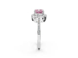 White gold Fancy Pink Cushion Cut Diamond Halo Ring with Split Shank and Four-Prong Setting_90