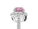 White gold Fancy Pink Cushion Cut Diamond Halo Ring with Split Shank and Four-Prong Setting_94