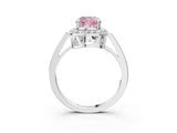 White gold Fancy Pink Cushion Cut Diamond Halo Ring with Split Shank and Four-Prong Setting_95