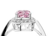 White gold Fancy Pink Cushion Cut Diamond Halo Ring with Split Shank and Four-Prong Setting_96