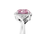 White gold Fancy Pink Cushion Cut Diamond Halo Ring with Tapered Band and Four-Prong Setting_24