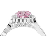 White gold Fancy Pink Cushion Cut Diamond Halo Ring with Vintage Split Shank and Four-Prong Setting_101