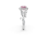 White gold Fancy Pink Cushion Cut Diamond Halo Ring with Vintage Split Shank and Four-Prong Setting_111