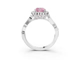 White gold Fancy Pink Cushion Cut Diamond Halo Ring with Vintage Split Shank and Four-Prong Setting_112