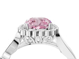 White gold Fancy Pink Cushion Cut Diamond Halo Ring with Vintage Split Shank and Four-Prong Setting_113
