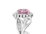 White gold Fancy Pink Cushion Cut Diamond Halo Ring with Vintage Split Shank and Four-Prong Setting_90