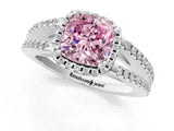 White gold Fancy Pink Cushion Cut Diamond Halo Split Shank Engagement Ring_70