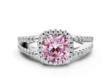 White gold Fancy Pink Cushion Cut Diamond Halo Split Shank Engagement Ring_74