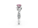 White gold Fancy Pink Cushion Cut Diamond  Halo Twist Band Solitaire Prong Setting Ring_14
