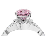 White gold Fancy Pink Cushion Cut Diamond  Halo Twist Band Solitaire Prong Setting Ring_16
