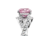 White gold Fancy Pink Cushion Cut Diamond  Halo Twist Band Solitaire Prong Setting Ring_17