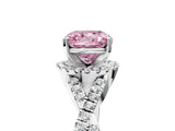 White gold Fancy Pink Cushion Cut Diamond  Halo Twist Band Solitaire Prong Setting Ring_24