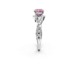 White gold Fancy Pink Cushion Cut Diamond  Halo Twist Band Solitaire Prong Setting Ring_57