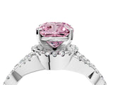 White gold Fancy Pink Cushion Cut Diamond  Halo Twist Band Solitaire Prong Setting Ring_59