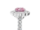 White gold Fancy Pink Cushion  Cut Diamond Milgrain Floral Halo Engagement Ring with Pavé Band_38