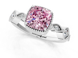 White gold Fancy Pink Cushion  Cut Diamond Milgrain Marquise Band with Prong Setting_4