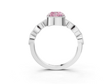 White gold Fancy Pink Cushion  Cut Diamond Milgrain Marquise Band with Prong Setting_6