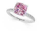 White gold Fancy Pink Cushion  Cut Diamond Pavé Band Ring with Four-Prong Setting_42