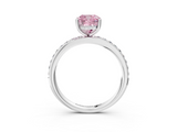 White gold Fancy Pink Cushion  Cut Diamond Pavé Band Ring with Four-Prong Setting_44