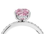 White gold Fancy Pink Cushion  Cut Diamond Pavé Band Ring with Four-Prong Setting_45