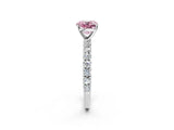 White gold Fancy Pink Cushion Cut Diamond Pavé Band Solitaire Ring with Prong Setting_108