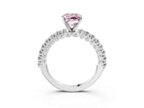 White gold Fancy Pink Cushion Cut Diamond Pavé Band Solitaire Ring with Prong Setting_110