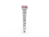White gold Fancy Pink Cushion  Cut Diamond Pavé Band Solitaire with Four-Prong Setting_17
